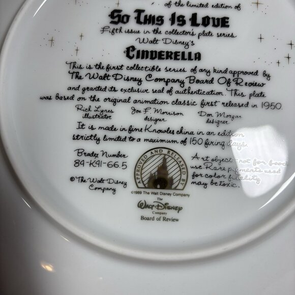 Knowles 1988 Disney Cinderella Collectors Plate So This Is Love Box Princess - Picture 9 of 11
